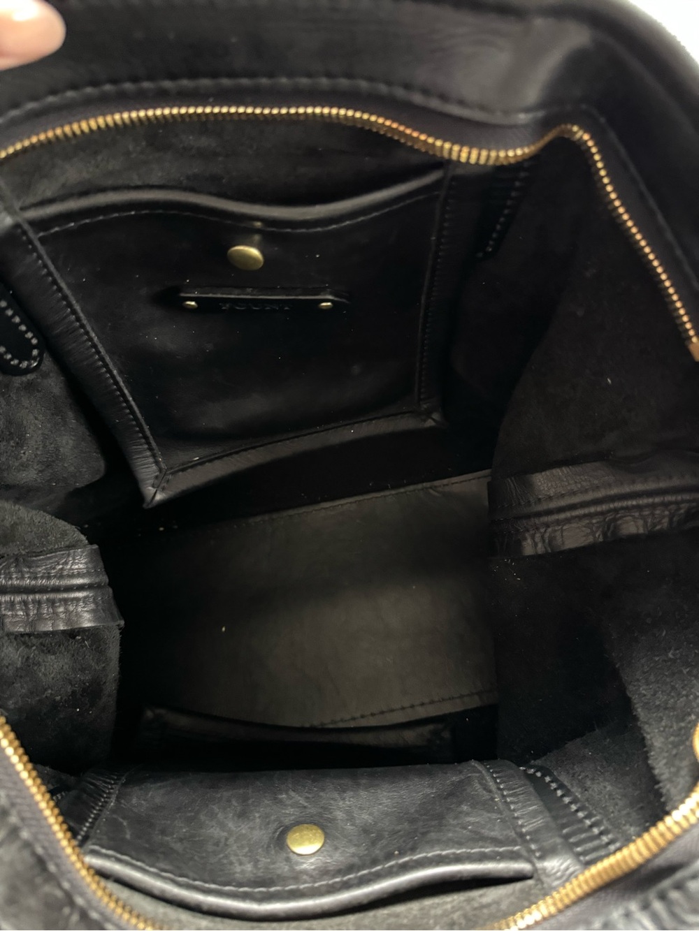 Fount Petite Atlas Black Leather Shoulder Tote with Tassel Charm - Picture 11 of 11